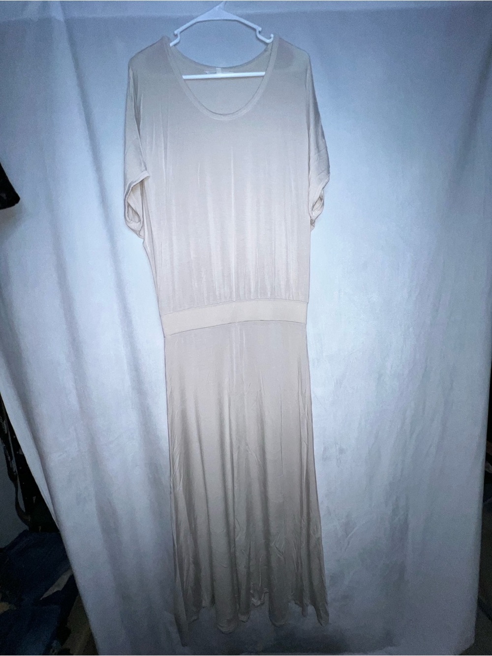 Victoria’s Secret Small Women's Cream Short-Sleeve Maxi Dress Waist 16-21”